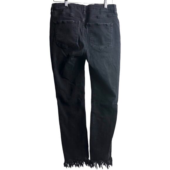 Free People Black Distresssed Frayed Jeans - Picture 4 of 12